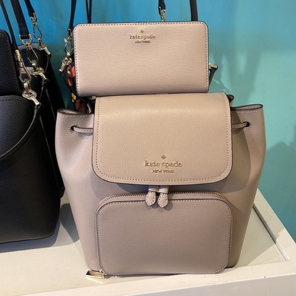 kate spade Handbags - Kate Spade Darcy Flap Backpack & Darcy Large Slim Bifold Wallet Warm Taupe